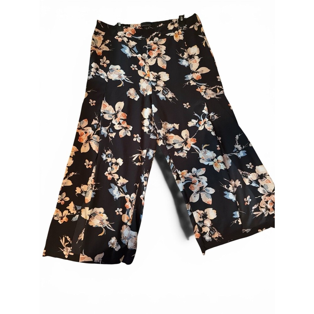Women's Retro Vintage Boho BUFFALO Floral Wide-Leg Cropped Pants XL